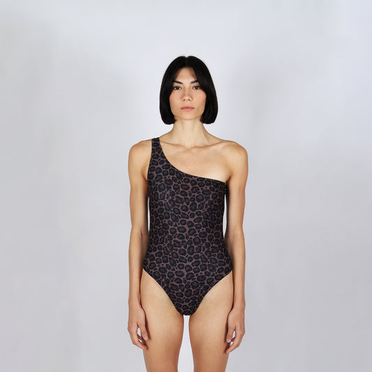 Classic Leopard One-Shoulder Swimwear